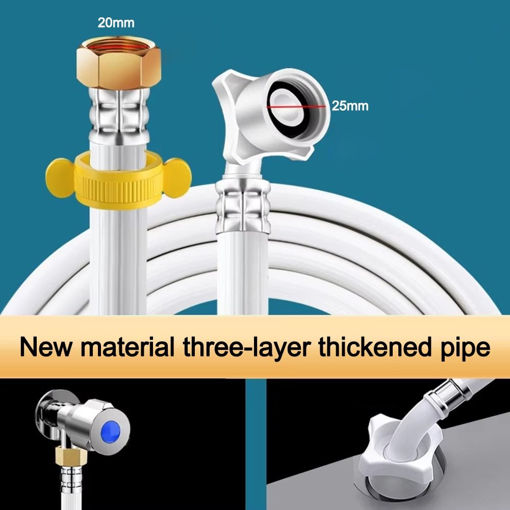 PVC Plumbing Hose 80-500cm Length G1/2-G3/4 Inch Flexible Braided Hose Explosion-Proof High Pressure Kitchen Bathroom Plumbin