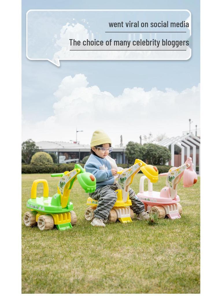 Kinder-Fahrbagger Spielzeug: Aufsitz-Bagger Baustellenfahrzeug für Kinder