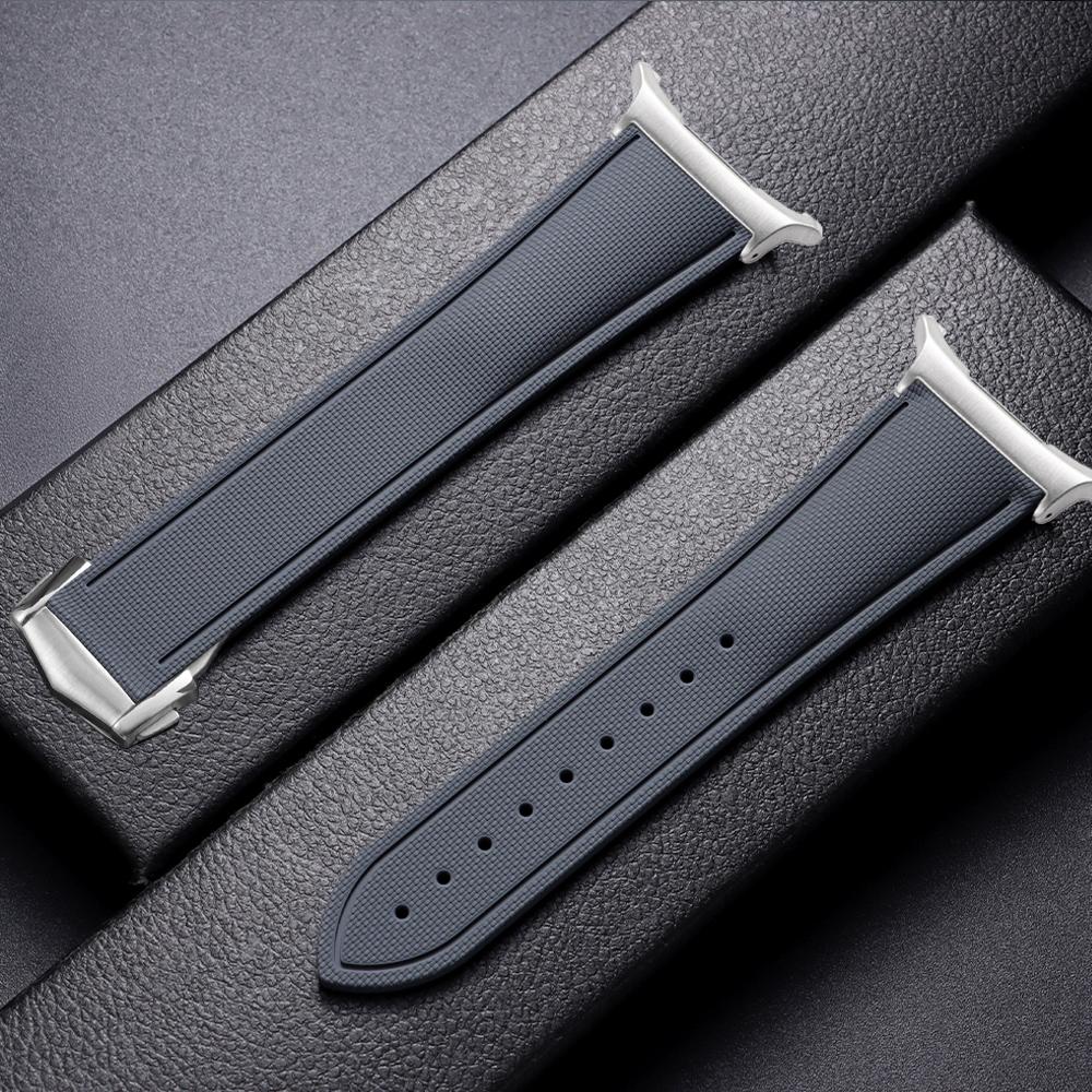 FKM Rubber Watch Strap for Samsung Galaxy Watch Ultra 47mm Bracelet for Galaxy Watch 7 47mm No Gap Wrist Band for Women Men Band