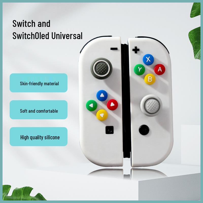Switch Silicone Keycap - Directional Joystick Cap and Colored Button Sticker for Joy-Con