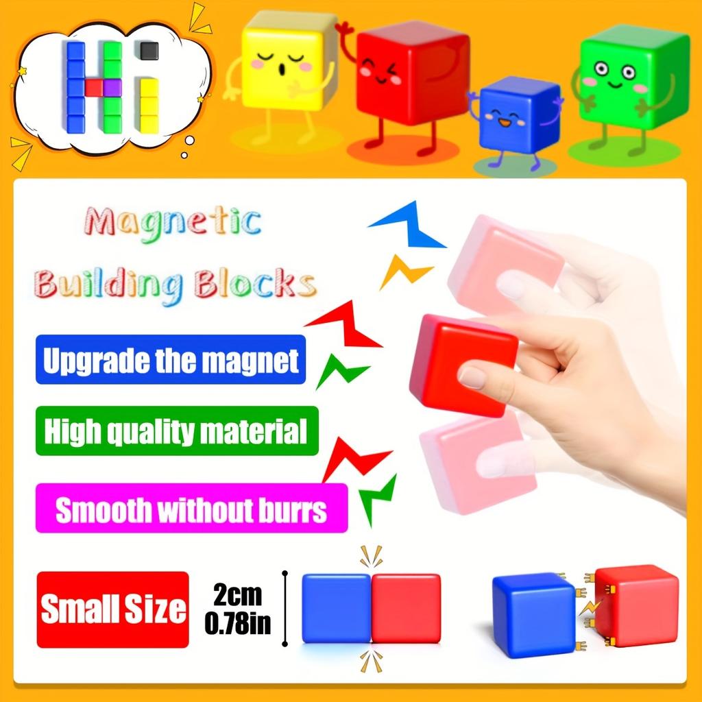 First-Class 48 Superior-Grade High-Standard 100Pcs Magnetic High-Standard Construction-Blocks 2Cm Premium-Quality Magnetic Top-Grade