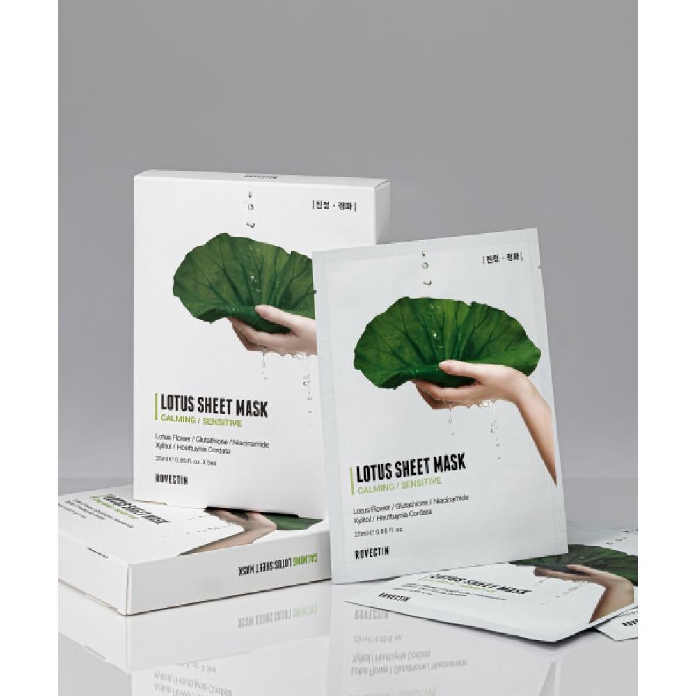Rovectin Успокаивающая маска-ткань с лотосовой водой Упаковка 5 шт. NONE