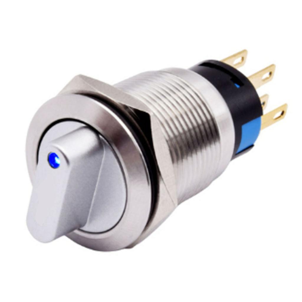 19mm Rotary Push Button Switch Momentary Self Reset 3 Position 2NO2NC 36V 5A Rated Voltage IP66 IK09 Protection Industrial Grade