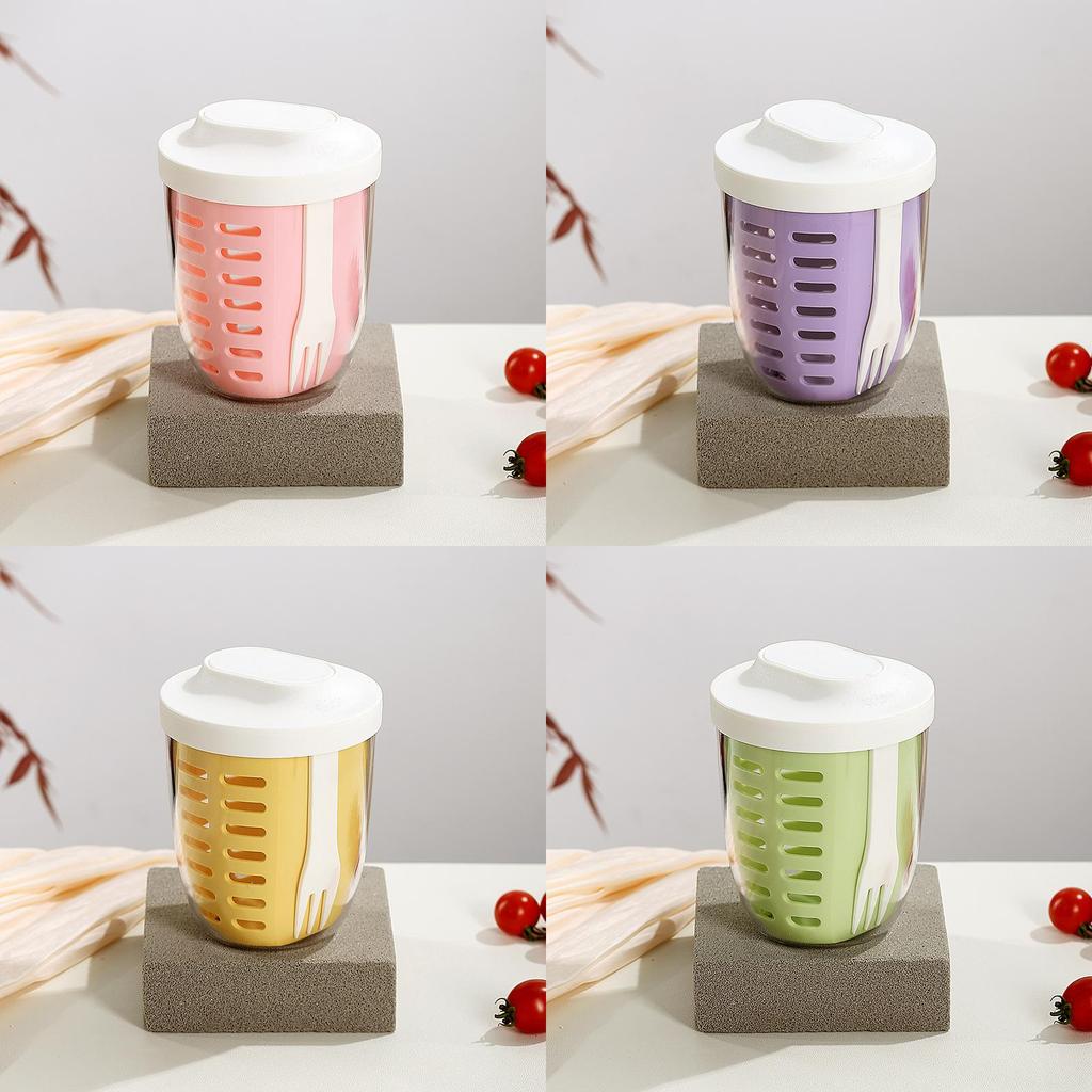 Salad Fruit Cup Double Layer Drainage Bowl For Office And School Use