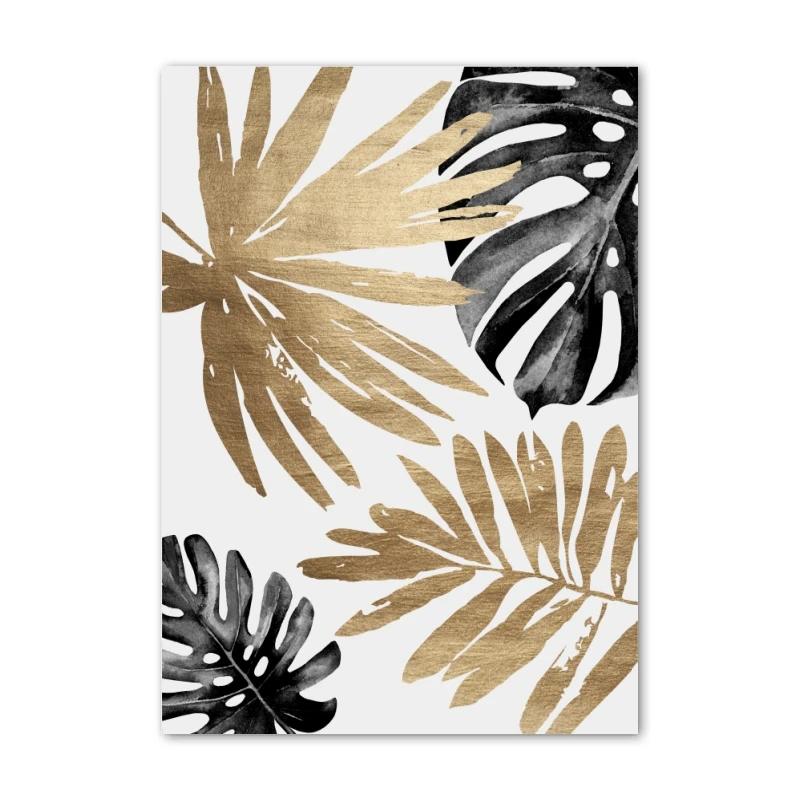 

Nordic Black and Gold Flowers Poster, Wall Art, Canvas Painting, Modern Home Decor, Print Pictures for Living Room Decoration 21X30cm No Frame