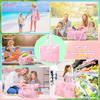 Mesh Beach Bag With Zipper Large Beach Tote Waterproof Sandproof With 8 Pockets For Toys Pool Bag Beach Accessories