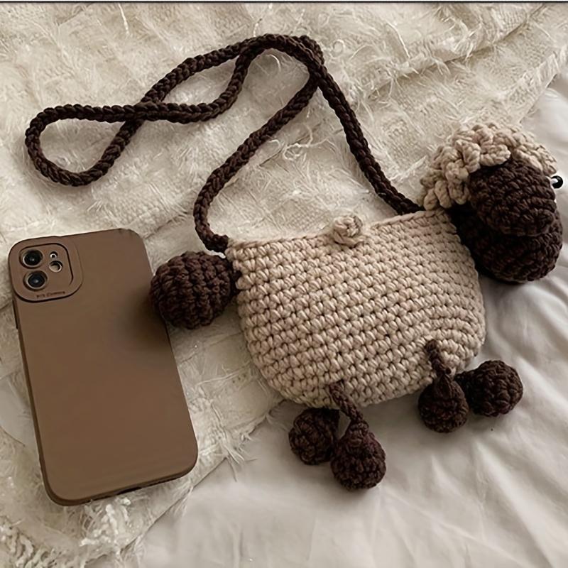 Hand-Woven Sheep Shaped Bag Kawaii Cartoon Crossbody Bag Cute Knitted Coin Purse Eid Al-Adha