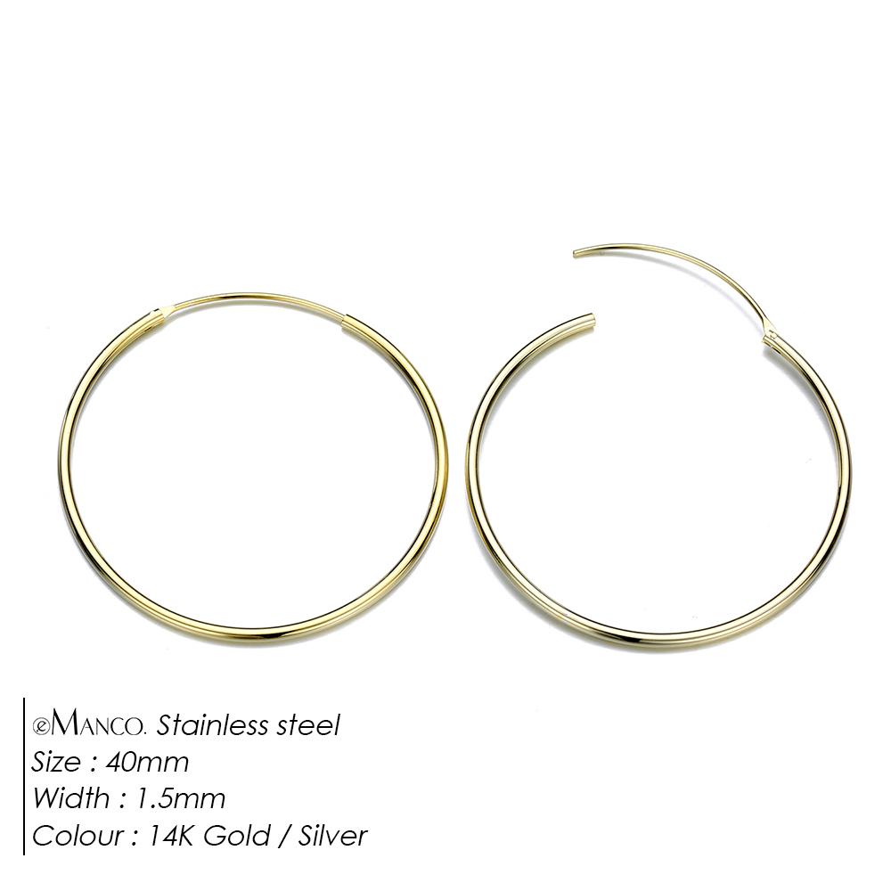eManco Fashion Gold Size Circle Earrings Women's Jewelry Accessories Classic Stainless Steel Earrings Wholesale