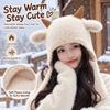 Fleece Lined Knitted Hat Korean Style Sheep Horn Hat Cute Trapper Hat  Cold Weather