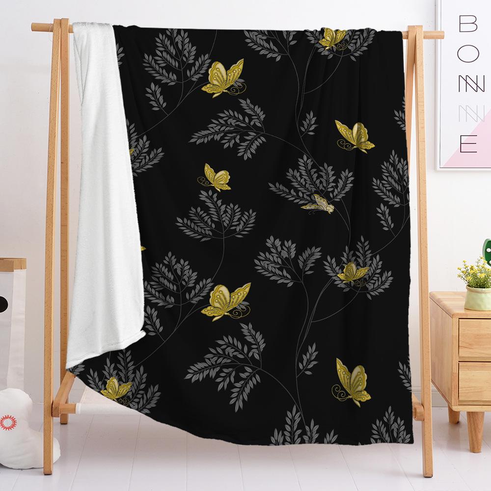 Blanket 2D Digital Printed Flannel Flower Leaf Blanket Blanket Minimum Order