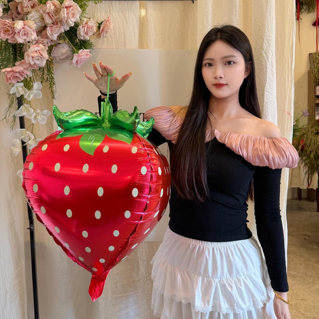 4D Strawberry Foil Balloon for Kids' Outdoor Play, Party Decor & Photos