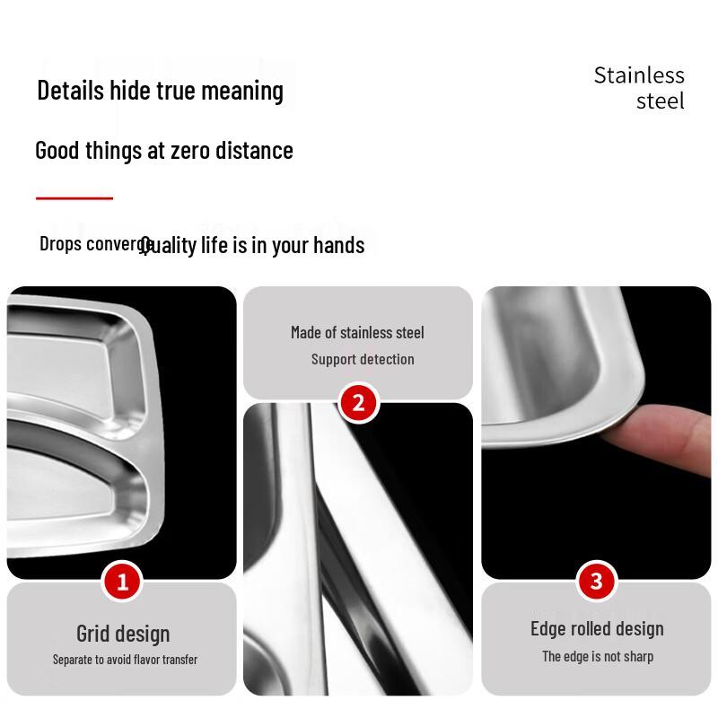 Stainless Steel 3-Compartment Deep Meal Tray