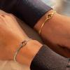 2Pcs Fashion Stainless Steel Couple Bracelet for Women Men Simple Knot Snake Chain Adjustable Bracelets Unisex Jewelry Gifts