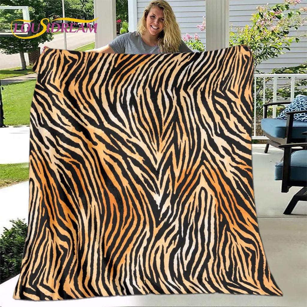 Tiger Print Pattern Beast Blanket,Flannel Blanket Throw Blanket,Child Warm Blanket for Home Living Room Bedroom Beds Sofa Picnic