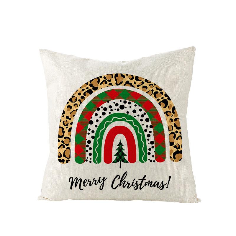 Christmas Pillow Case Red and Black Plaid Christmas Tree Snowflake Polyester Series Printed Sofa Cushion