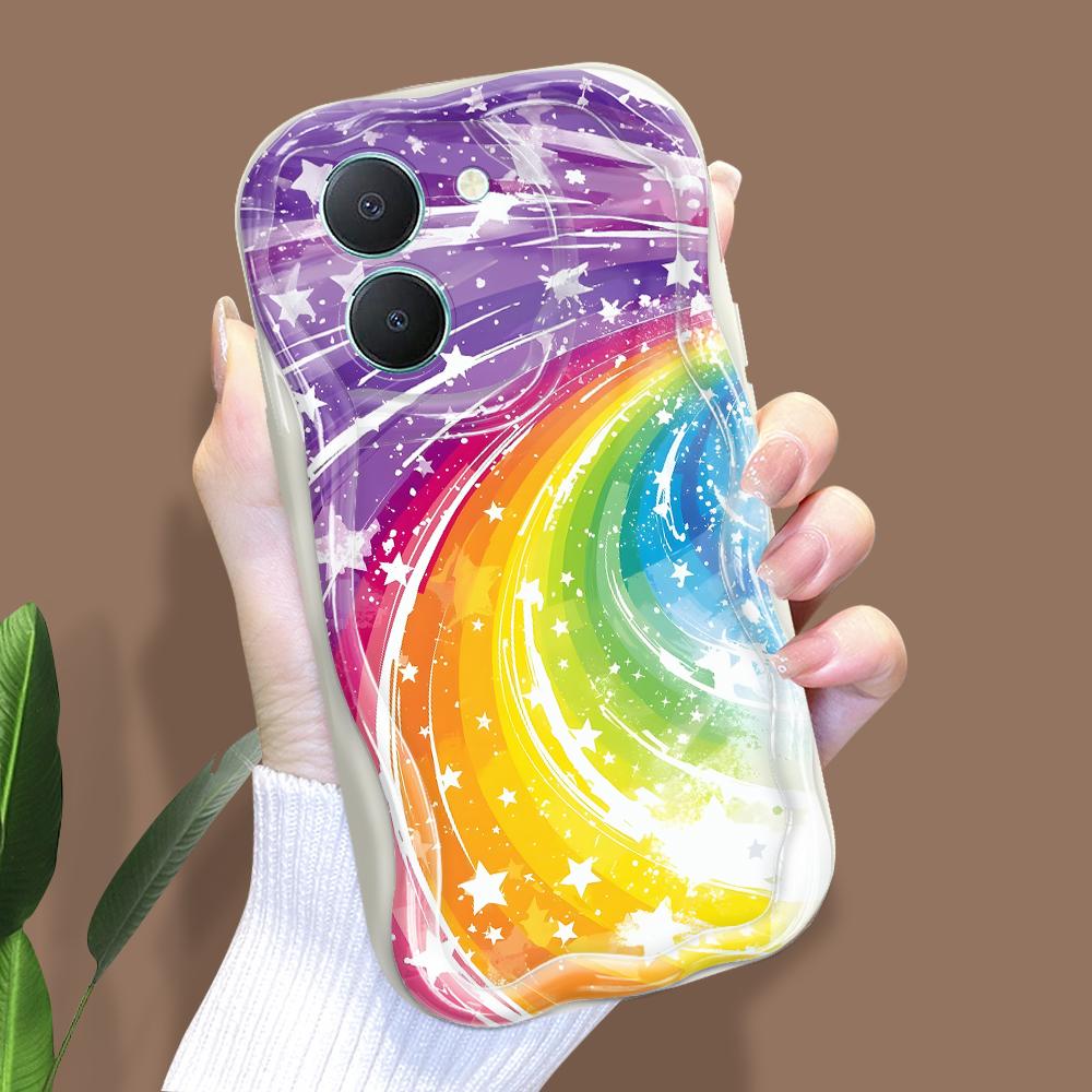 Cute Cartoon Pattern Cream Texture Casing Wavy Edge Soft Silicone Cover Phone Case for Vivo