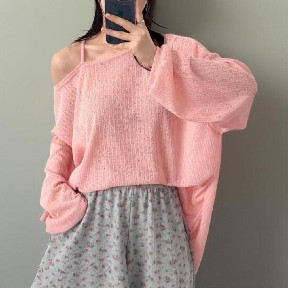 New ArrivalS Open Run Women S Big Size One Off Shoulder Sheer Long Sleeve T Shir