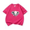 Kids Cotton T Shirt Cute Peeking Little Elephant Print Crew Neck Short Sleeve Tee Casual Breathable Boys Girls Summer Tops