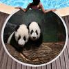 3D Panda Print Round Beach Towel Lovely Panda Beach Blanket Soft Microfiber Sand Free Absorbent Towel for Camping Outdoor Picnic