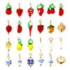 304 Stainless Steel Lampwork 3D Fruit Charms Strawberry Flora Grape Porcelain Pendant For DIY Necklace Bracelet Making, 1 Piece
