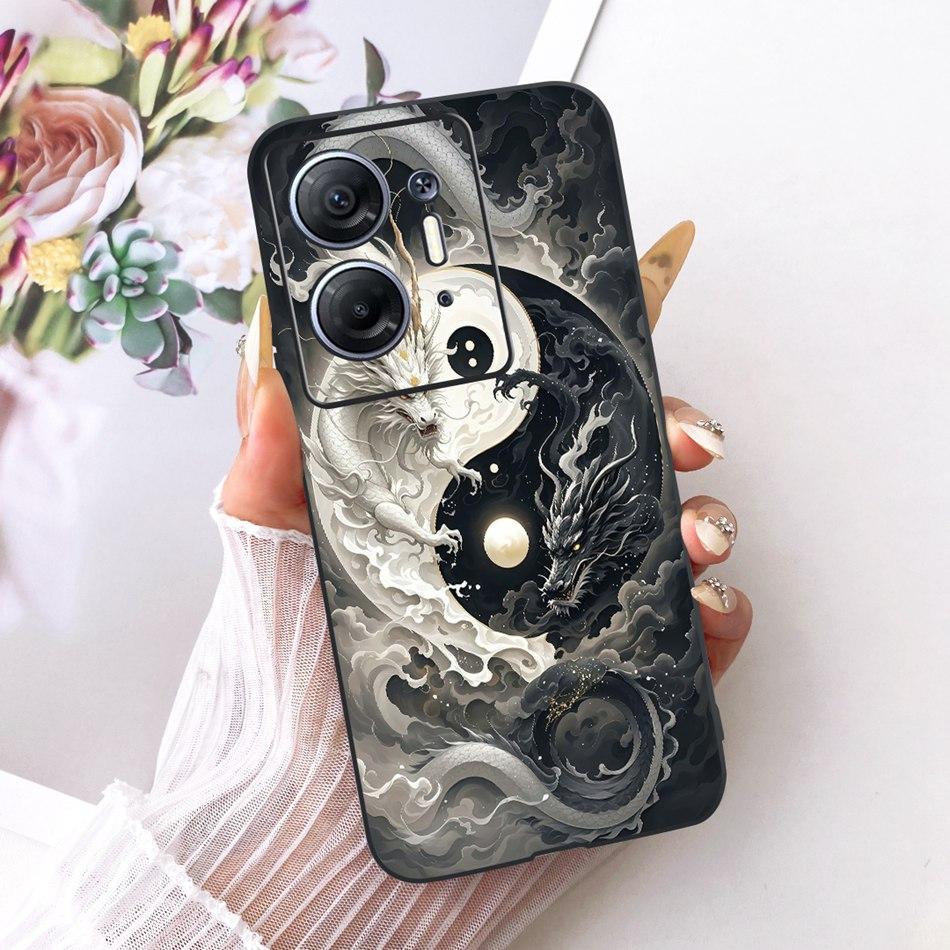 For Infinix Hot 30 5G X6832 Cool Dragon Tiger Pattern Phone Case For Infinix Hot30 5G Black Silicone Soft Cases