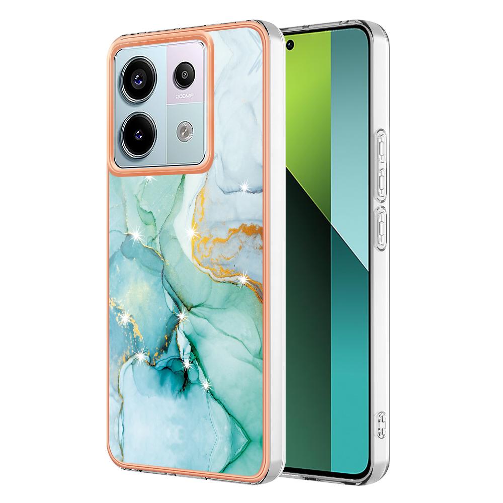 Etui TPU dla Xiaomi Redmi Note 13 Pro 5G/Poco X6 5G z wzorem marmuru IMD i galwanizowaną tylną okładką