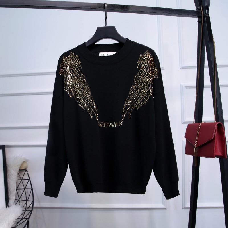 Womens Sequin Knit Sweater Slim Pants Set Loose Long Sleeve Top 2PCS Outfit