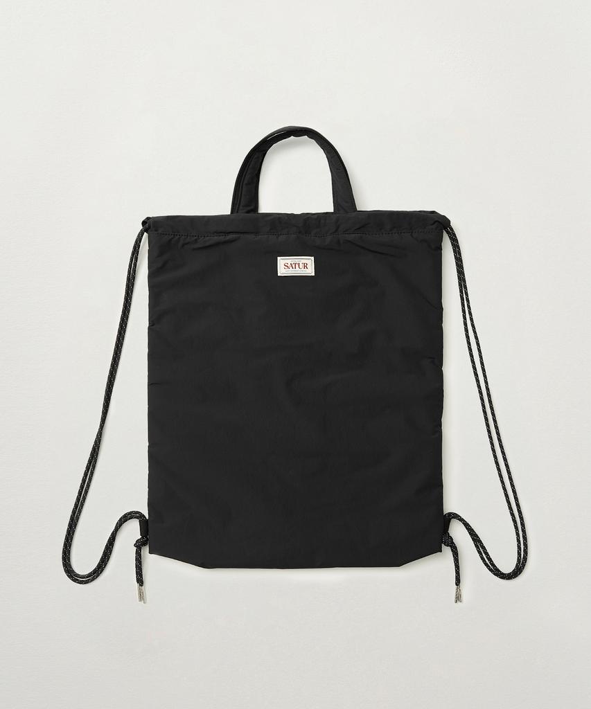 Satur Solid Drawstring Bag Black