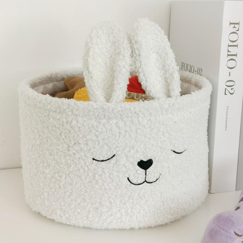 Cesto Portaoggetti Peluche Grande Capacità con Orecchie di Coniglio, Porta Giocattoli Morbido e Organizer per l'Organizzazione della Cameretta dei Bambini