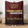 Name Custom Washington Commander Print Flannel Blanket High Quality Warm Comfortable Cover for All Seasons Perfect for Gifts Home Decor