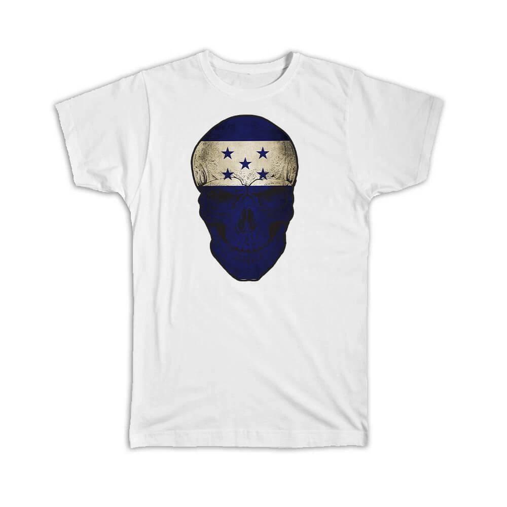 Gift T-Shirt : Honduras Flag Skull Honduran National Colors