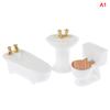 1:12 Dollhouse Miniature Furniture Scene Mini Bathroon Set Model Toy Shower Bathtub Basin Flush Toilet Pretend Play Doll Houses