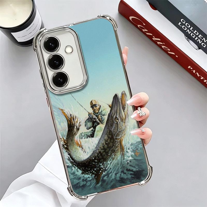 Hunting Fishing Man Plating Phone Case For Samsung A17 A07 A37 A57 A16 A56 A15 A55 A14 A54 A13 A53 A26 A36 A25 A35 A24 A34 A23 A