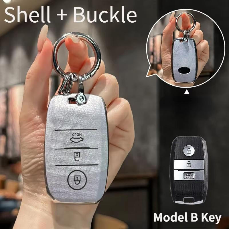 Suitable For Kia Tpu Key Cover Marble Pattern K3 Sportage R K5/K2Seltos Kx3 Car Key Full Package Protection Shell