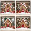 Weihnachtsparty Schnee-Lebkuchenhaus Fotografie-Hintergrund Glitzer-Weihnachtsbaum Laterne Geschenkstand Kinder Winter-Geburtstagsporträt