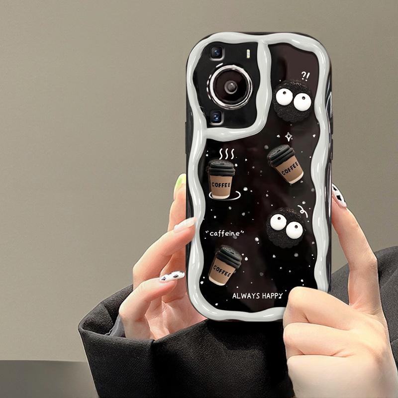 Adequado para Capa de Celular Huawei P40 Mate60pro Silicone Capa Mole Honor 90/80 Boneca Briquete de Café Tridimensional