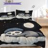 Squirrel Pattern Bedding Quilt Set Quilt Cover Pillowcase Home Decoration Birthday Gift (1 * Duvet Cover + 2 * Pillowcase, Without Core)