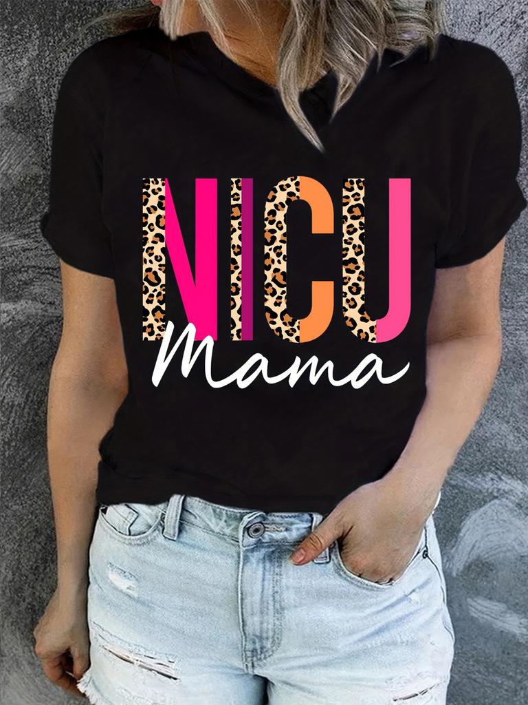 Blessed Grandma Print T-Shirt Mother's Day Short Sleeve Crew Neck Casual Top for Spring & Summer Women's Aesthetic Clothes