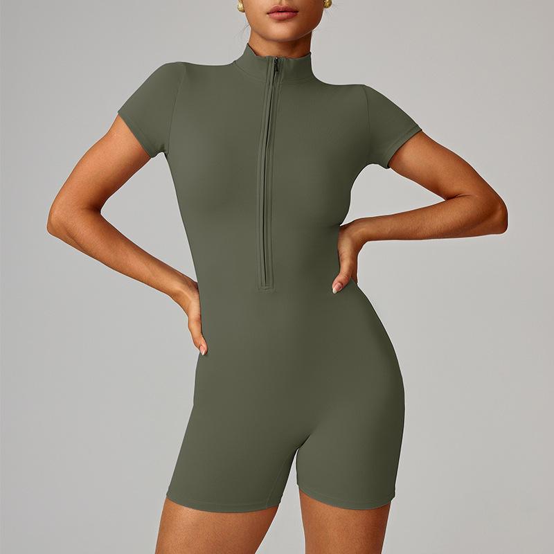

Women s Summer Zipper Short Sleeve Yoga & Dance Jumpsuit Large