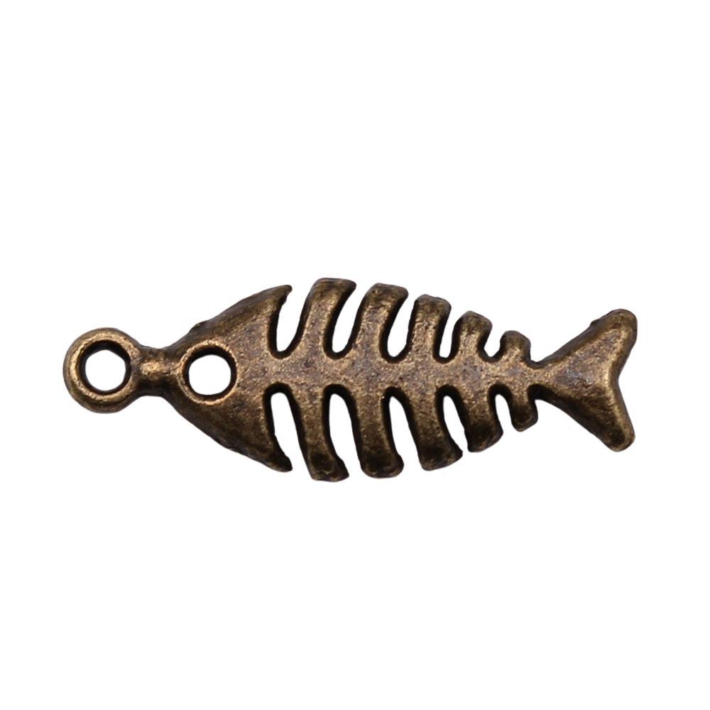 Fish Bone Charms Multi Color Alloy Pendants For Ocean Themed DIY Jewelry Accessories