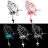 Custom Cross and Rosary Gesture Waterproof Car Decal for Rear Window Decoration