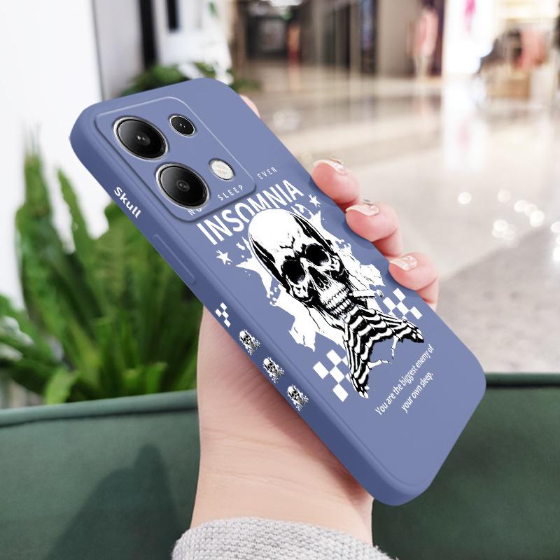 

Black Rock Skull Phone Case For Xiaomi Redmi Note 14 13 12 12S 11 11S 10 10S 9 9S Pro Plus 4G 5G Liquid Silicone Cover Redmi Note13 4G светло-синий
