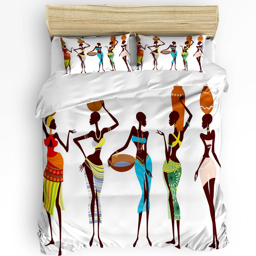 African Woman Dance Ethnic Culture Vase 3pcs Bedding Set For Bedroom Double Bed Home Textile Duvet Cover Quilt Cover Pillowcase
