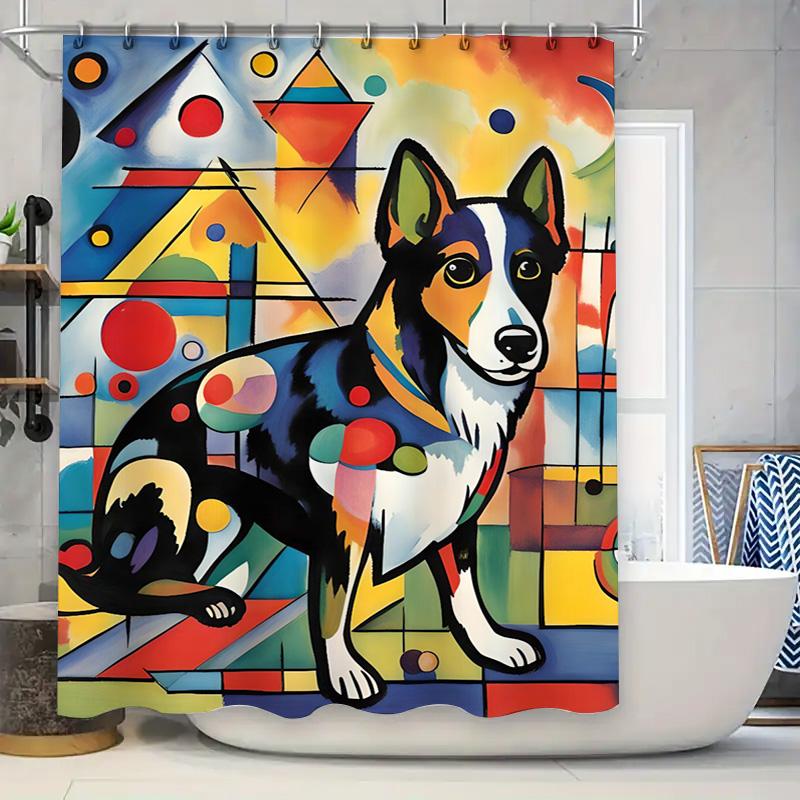 

Vintage-inspired shower curtains featuring geometric starburst patterns in retro color palette for bathroom decor Multicolor Edi 90x180cm