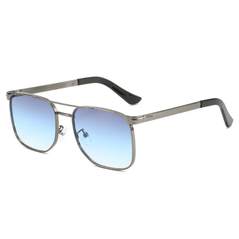 SHAUNA Vintage Metall Doppelbrücken Herren Quadratische Sonnenbrille Farbverlaufgläser UV400 Mode Damen Sonnenbrille