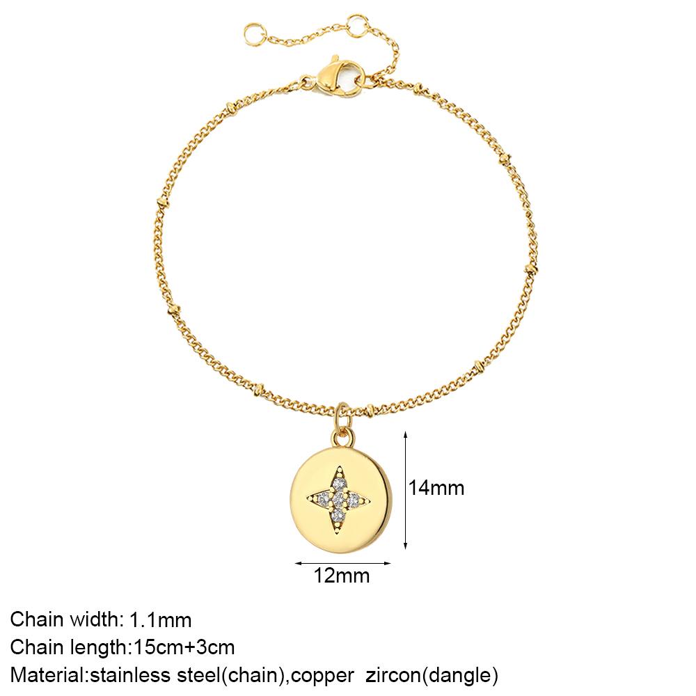 Cute Heart Love Sun Angel Charms Bracelet for Women Evil Blue Eye Gold Color Stainless Steel Chain Copper CZ Dangle Bangle