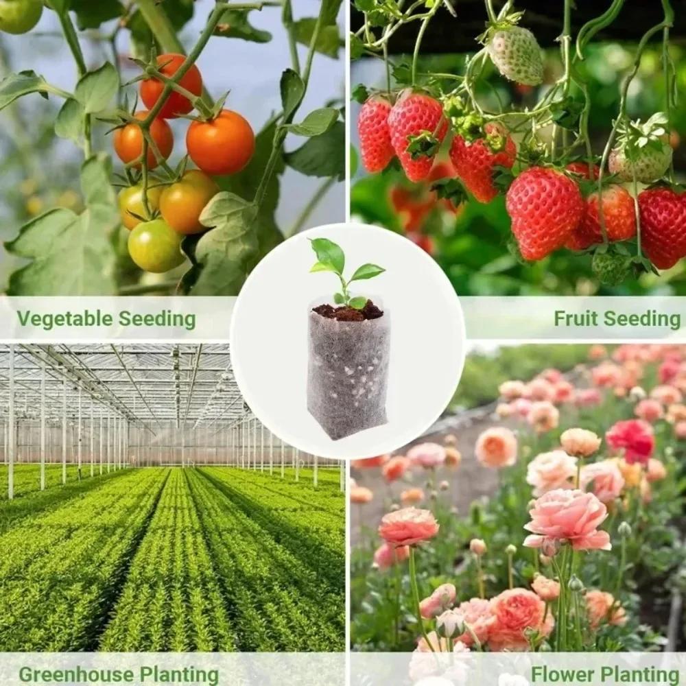 500/100Pcs Plant Nursery Bags Biodegradable Non-Woven Fabric Seedling Pouch Flowers Fruit Tree Seed Grow Bag Pot Garden Supplies