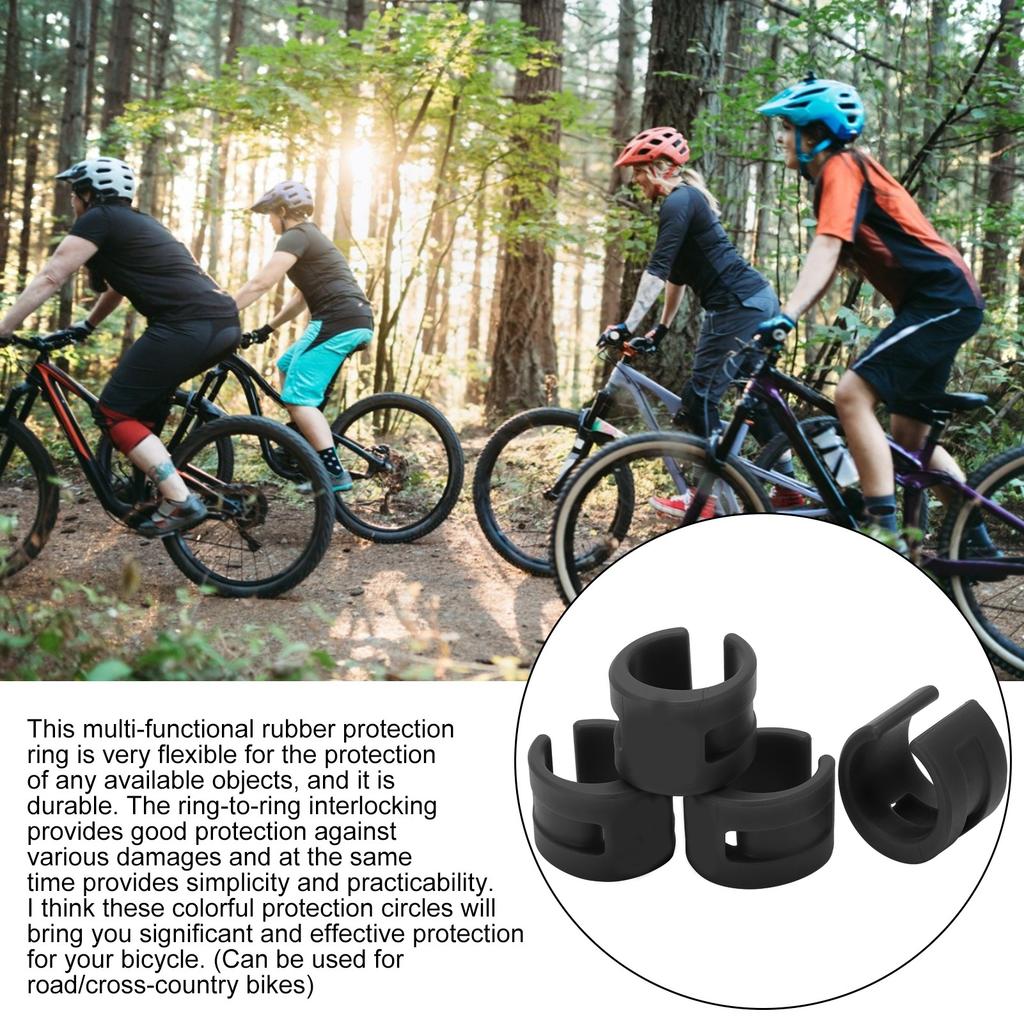 4pcs set Bike Front Rear Fork AntiCollision Rubber Guard Chain Sticker(Black )