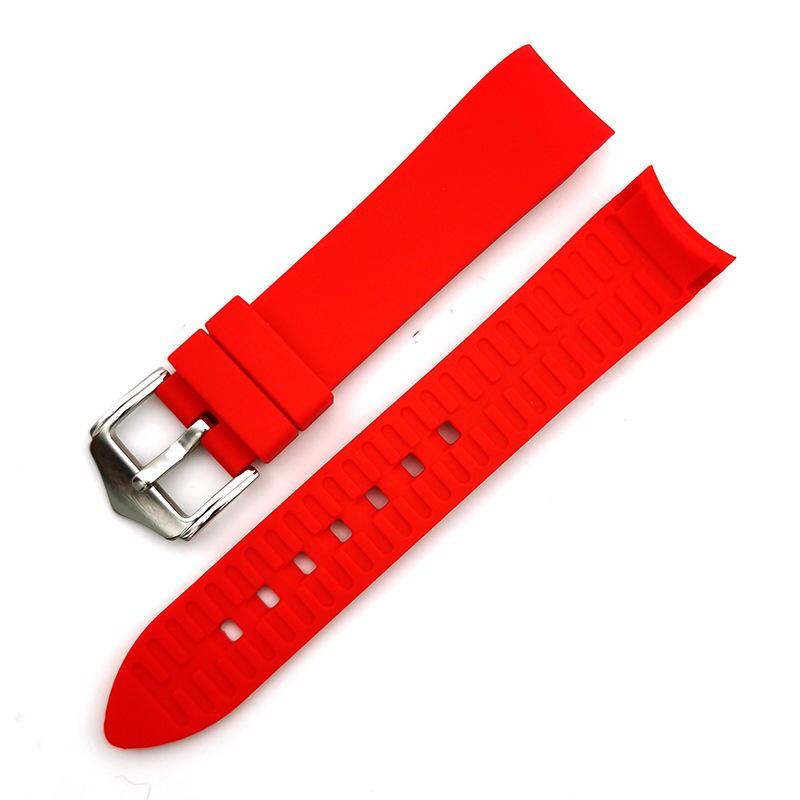 Curved Silicone Watch Strap with Arc Design (18/19/20/21/22/24mm)