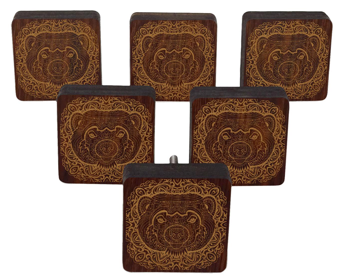 

IBA Indianbeautifulart Коричневі ручки з гравіюванням Дерев’яні дверні ручки для шаф 2 x 2 Inches-Square коричневий